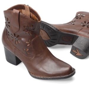Born scotch ivy floral die cut leather booties
